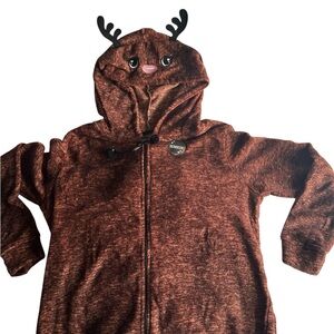 New Adult Large Brown Reindeer Hooded Onesie
A